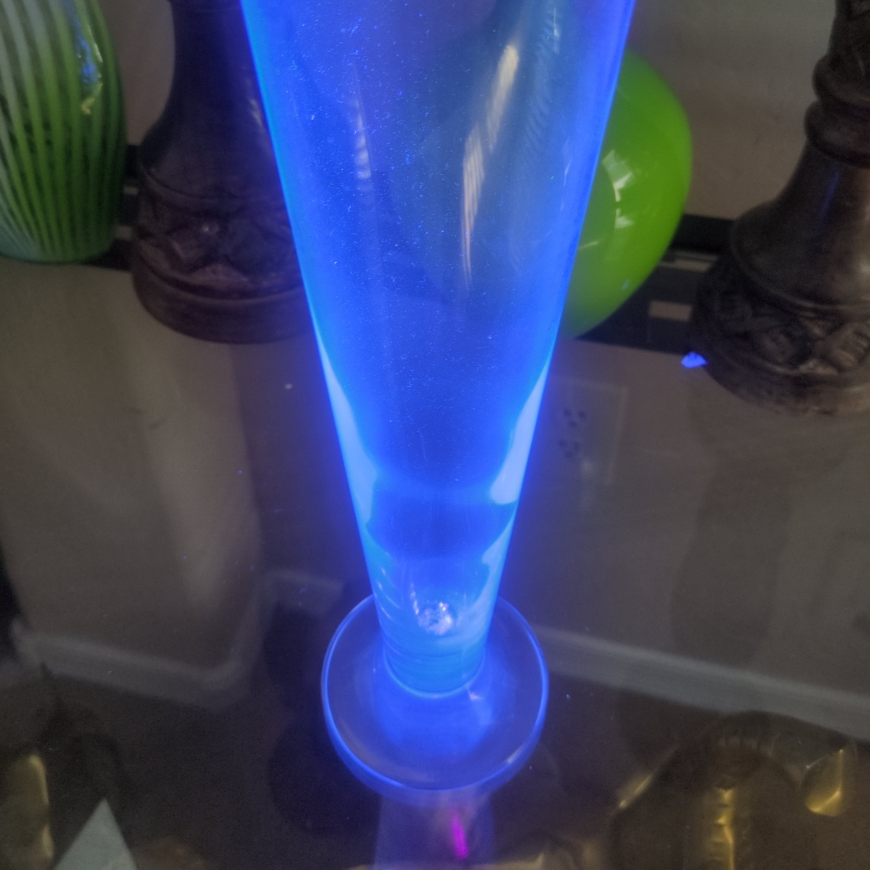Vintage Clear Pilsner Glass Trumpet Vase - Intense UV Reactive Blue Glow - Lead/Cerium Crystal