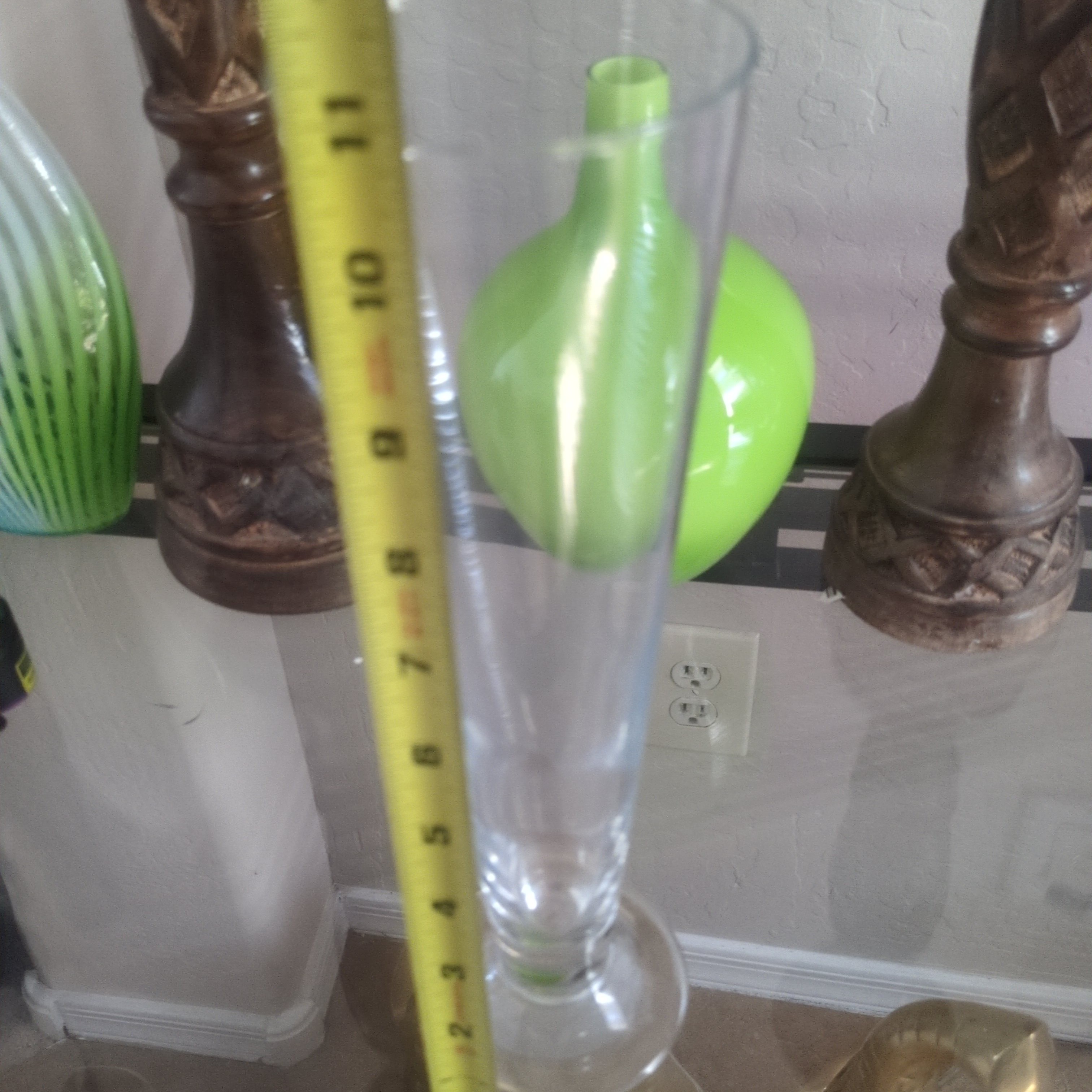 Vintage Clear Pilsner Glass Trumpet Vase - Intense UV Reactive Blue Glow - Lead/Cerium Crystal