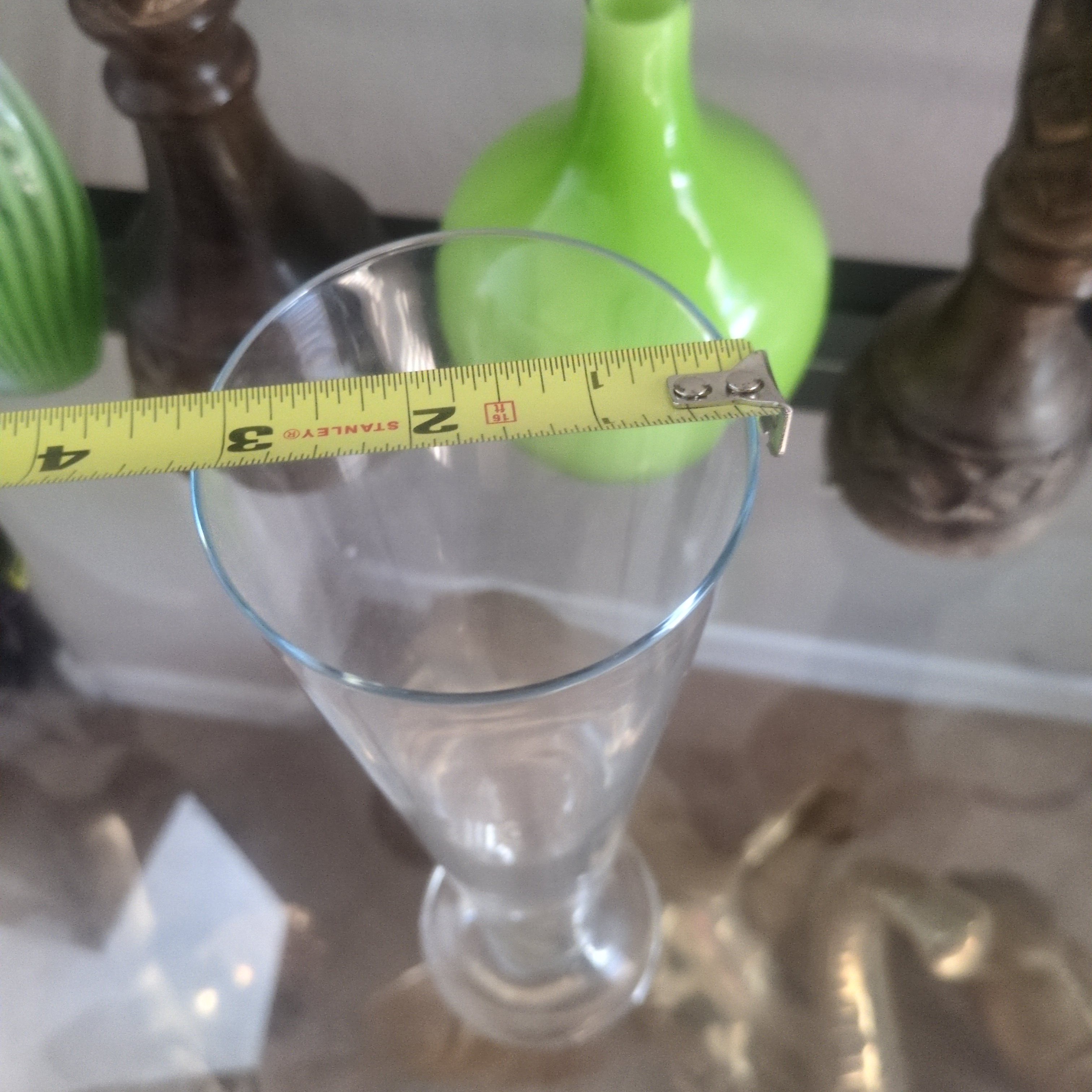 Vintage Clear Pilsner Glass Trumpet Vase - Intense UV Reactive Blue Glow - Lead/Cerium Crystal