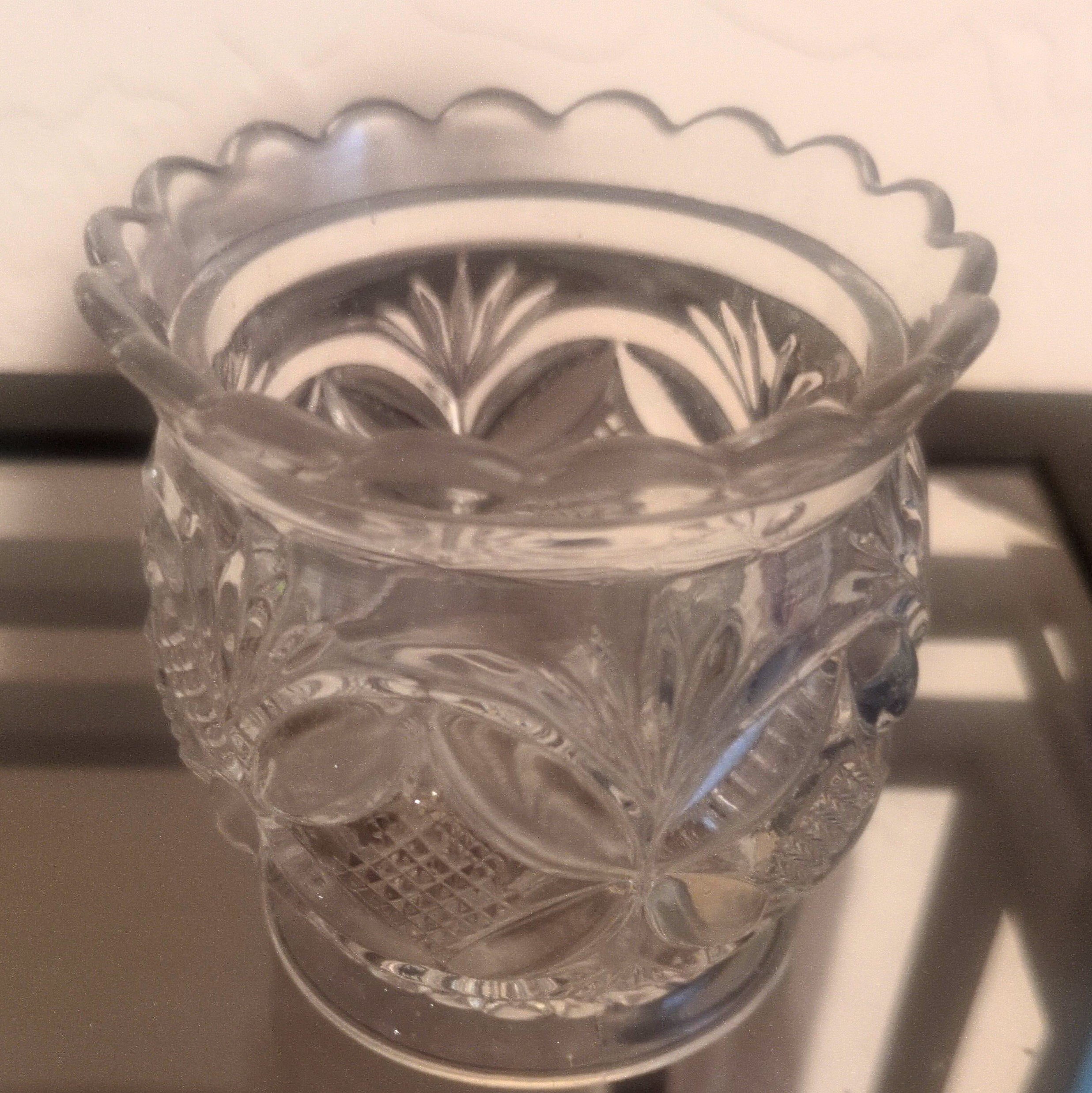 Antique Westmoreland Glass Elite Pillow & Sunburst Open Sugar Bowl Spooner - UV Manganese Glow