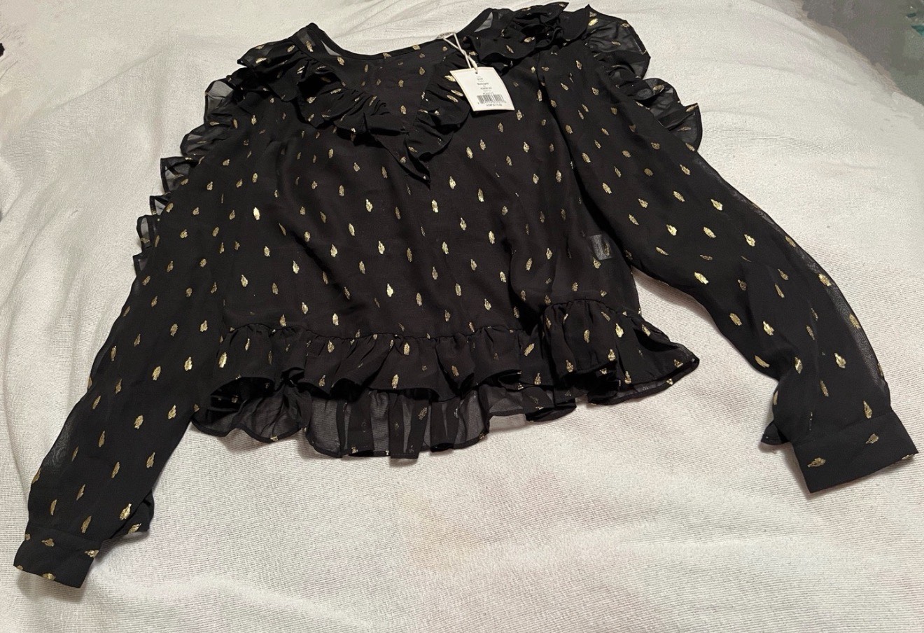 Free Generation LA NWT Size Small Black & Gold Sheer Blouse