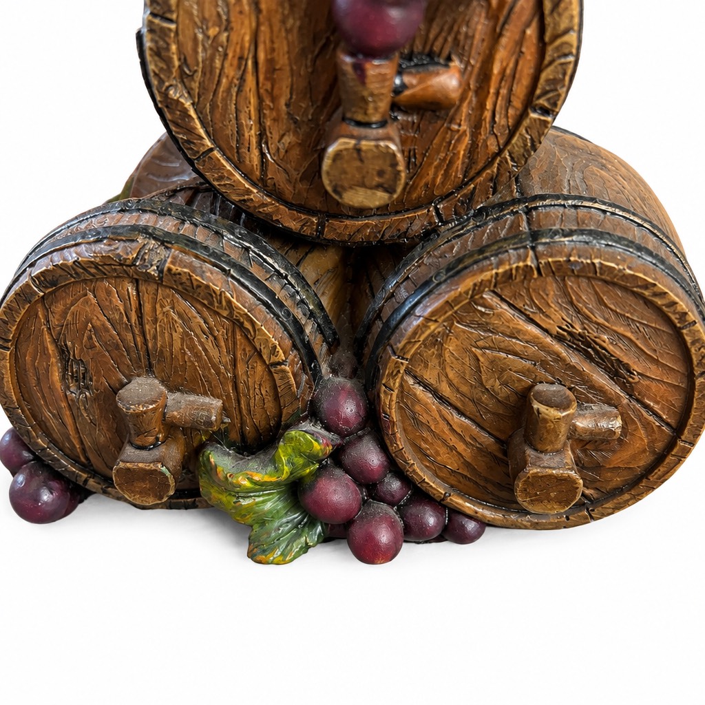 vintage  Decorative Wine Barrel holder  & Grape Centerpiece - Purple and Green