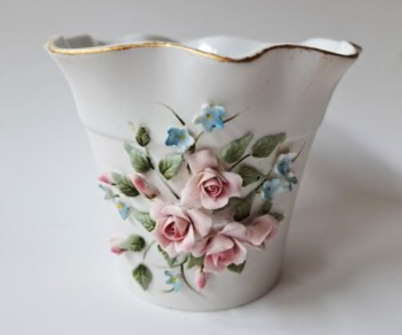  VintageLefton China #827 Vase | Pink Rose Porcelain Flower Pot Cottagecore