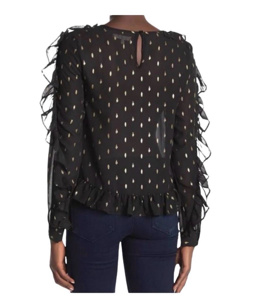 Free Generation LA NWT Size Small Black & Gold Sheer Blouse