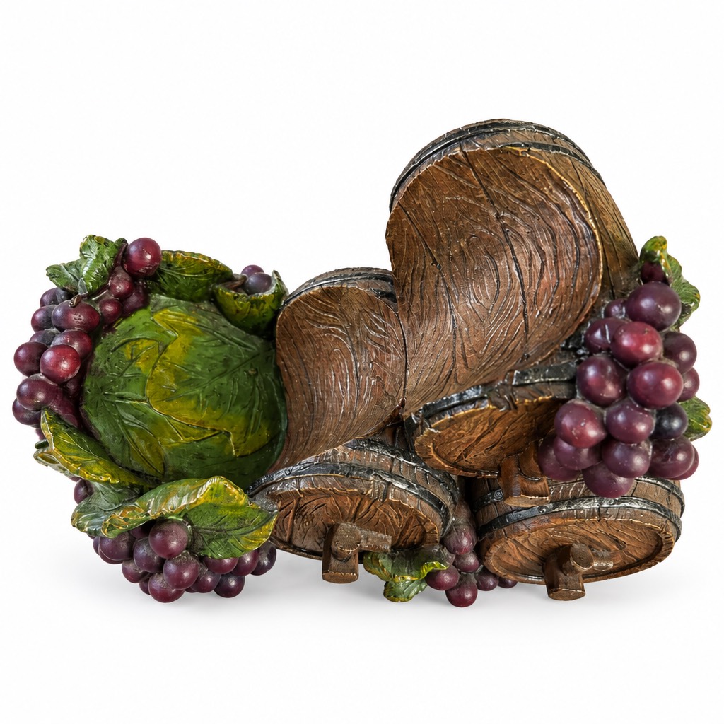 vintage  Decorative Wine Barrel holder  & Grape Centerpiece - Purple and Green